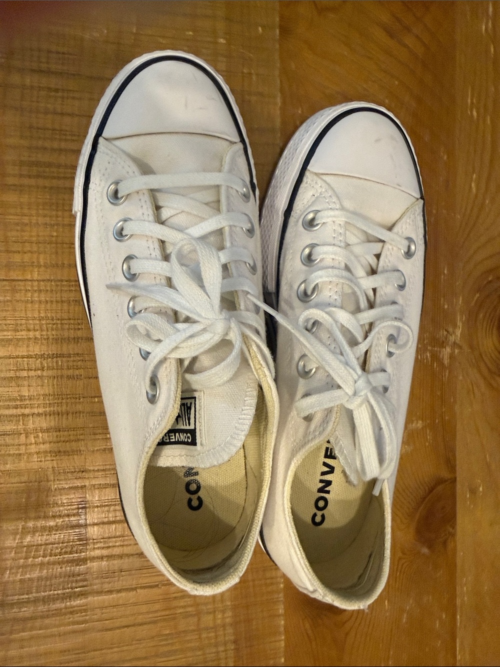 Converse White Canvas Low-Top Sneakers with Black Logo - Picture 4 of 8
